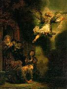 REMBRANDT Harmenszoon van Rijn The Archangel Leaving the Family of Tobias oil